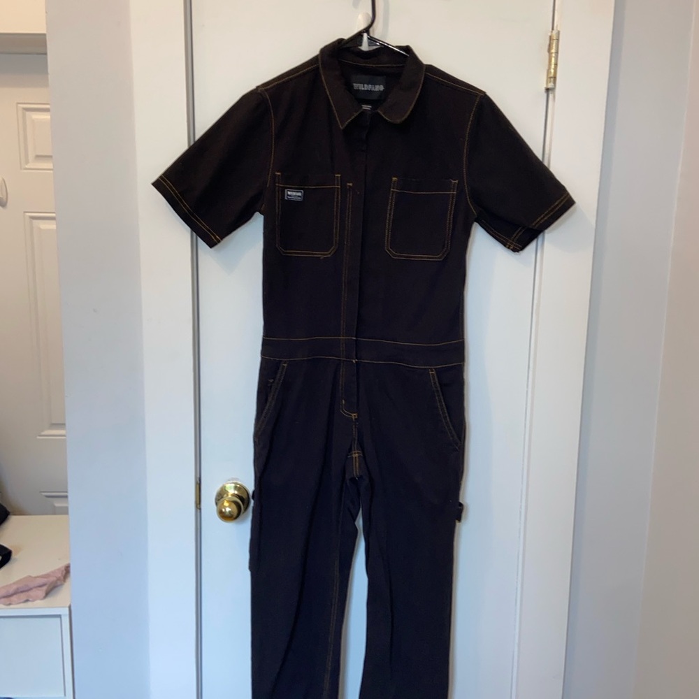 WILDFANG Black Short Sleeve Jumpsuit